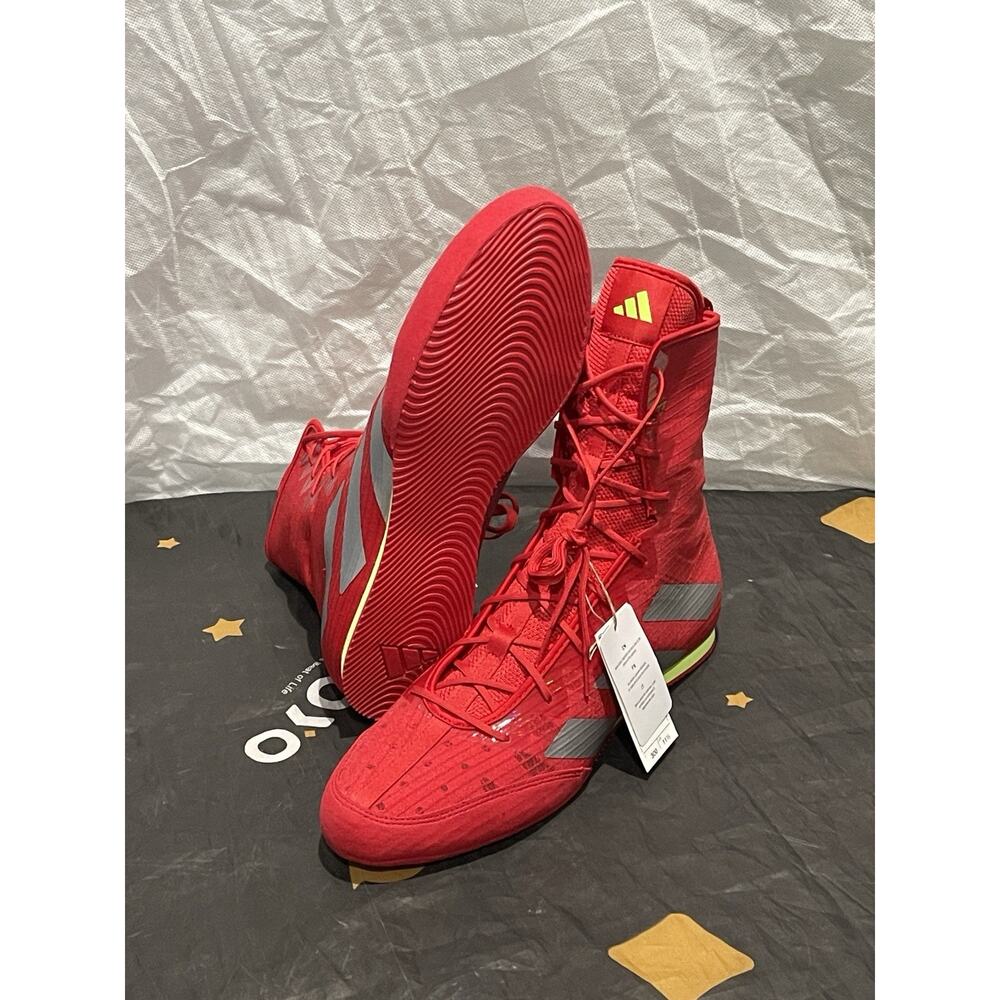 New Men’s Sz 12 Adidas Box Hog 4 Boxing MMA Shoes Red Silver Yellow JP9846.